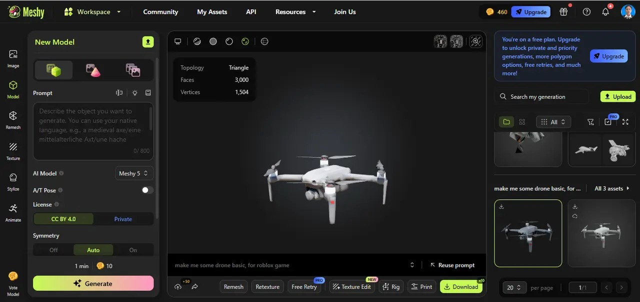 meshy-ai-3d-model-basic-drone-roblox-game