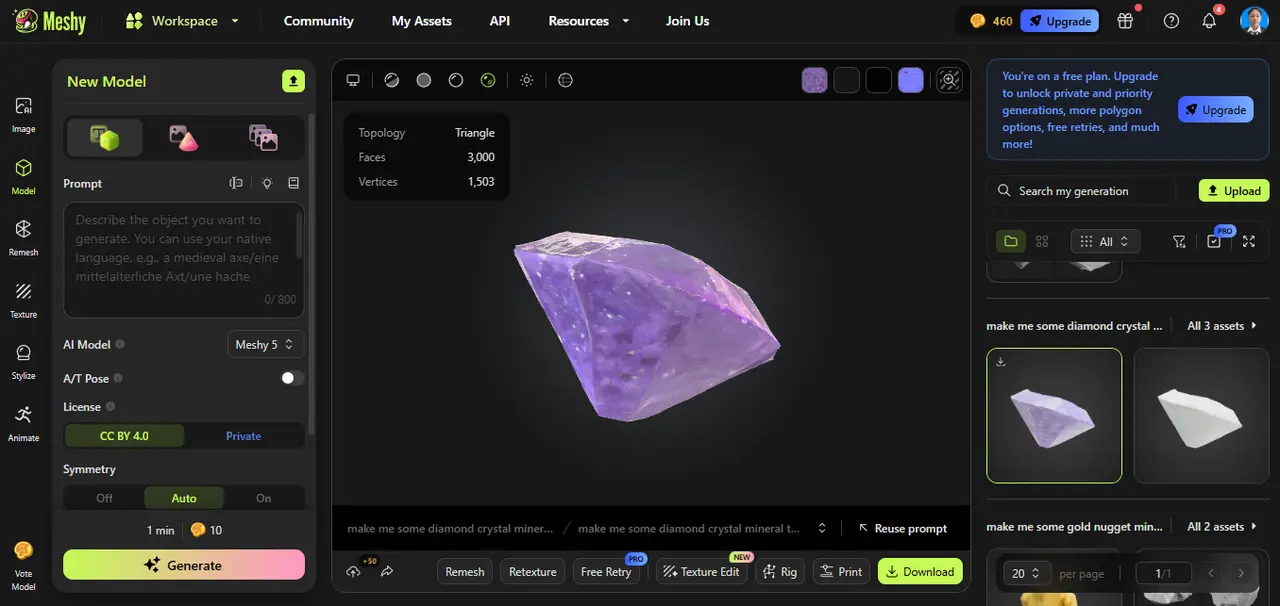 meshy-ai-3d-model-purple-diamond-crystal-mineral