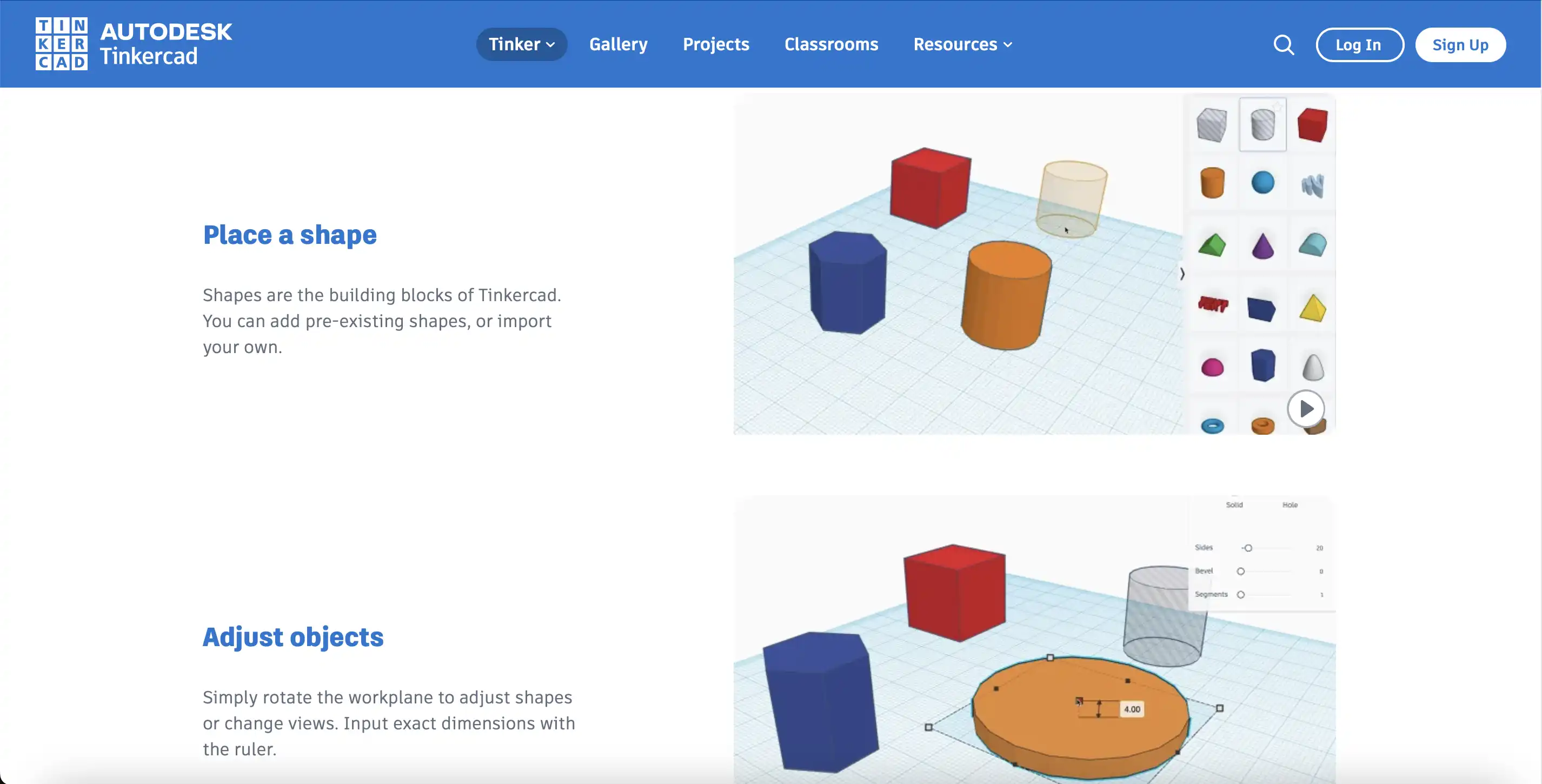 funkcje tinkercad