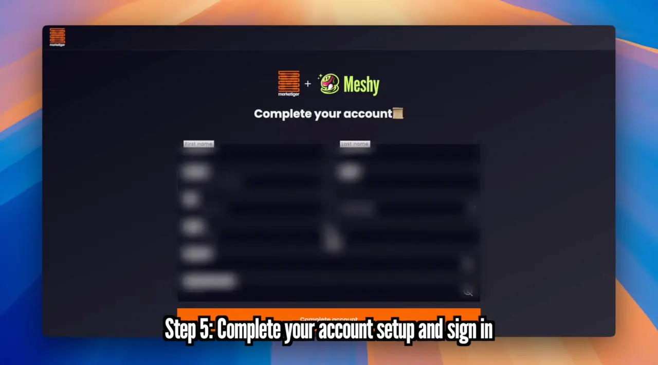 Passo 5 Complete a configuração da sua conta e faça login
