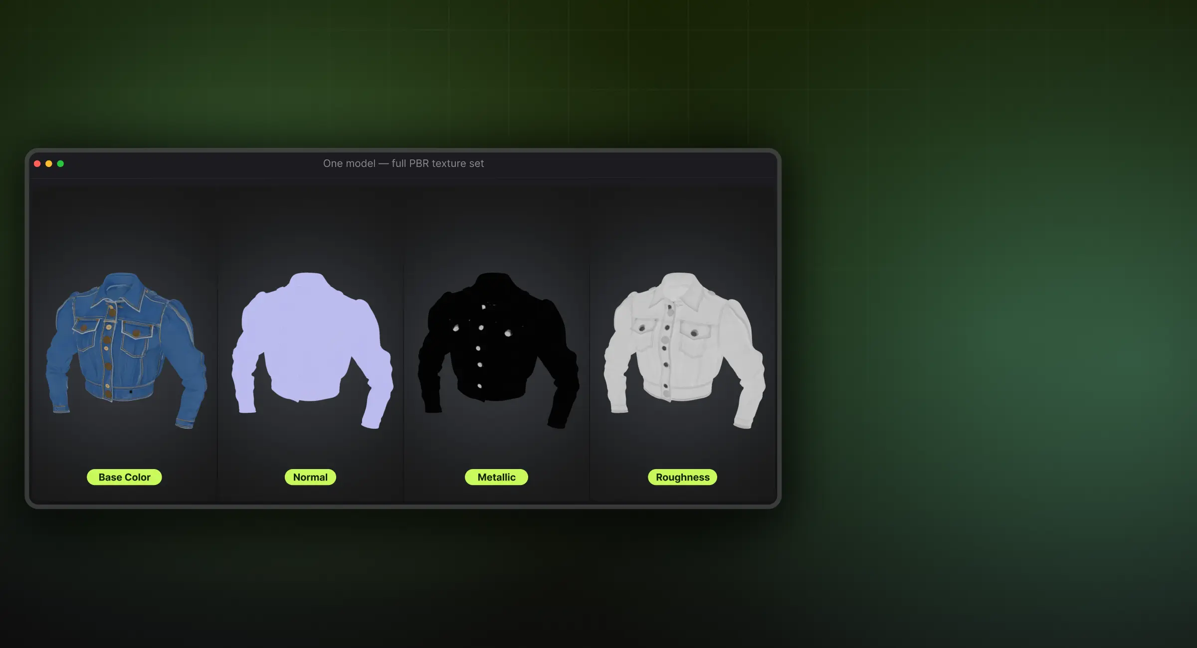 Modèle 3D de vêtement texturé avec des matériaux de tissu PBR générés par Meshy AI