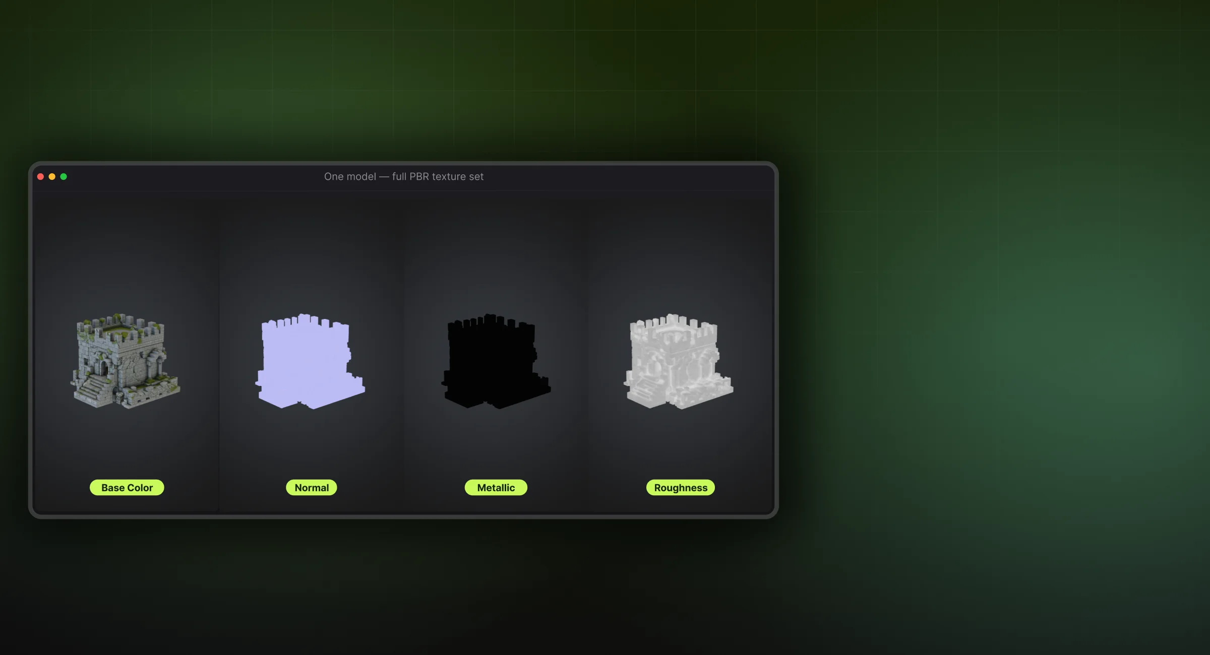 AI-generated wargaming terrain model preview inside Meshy