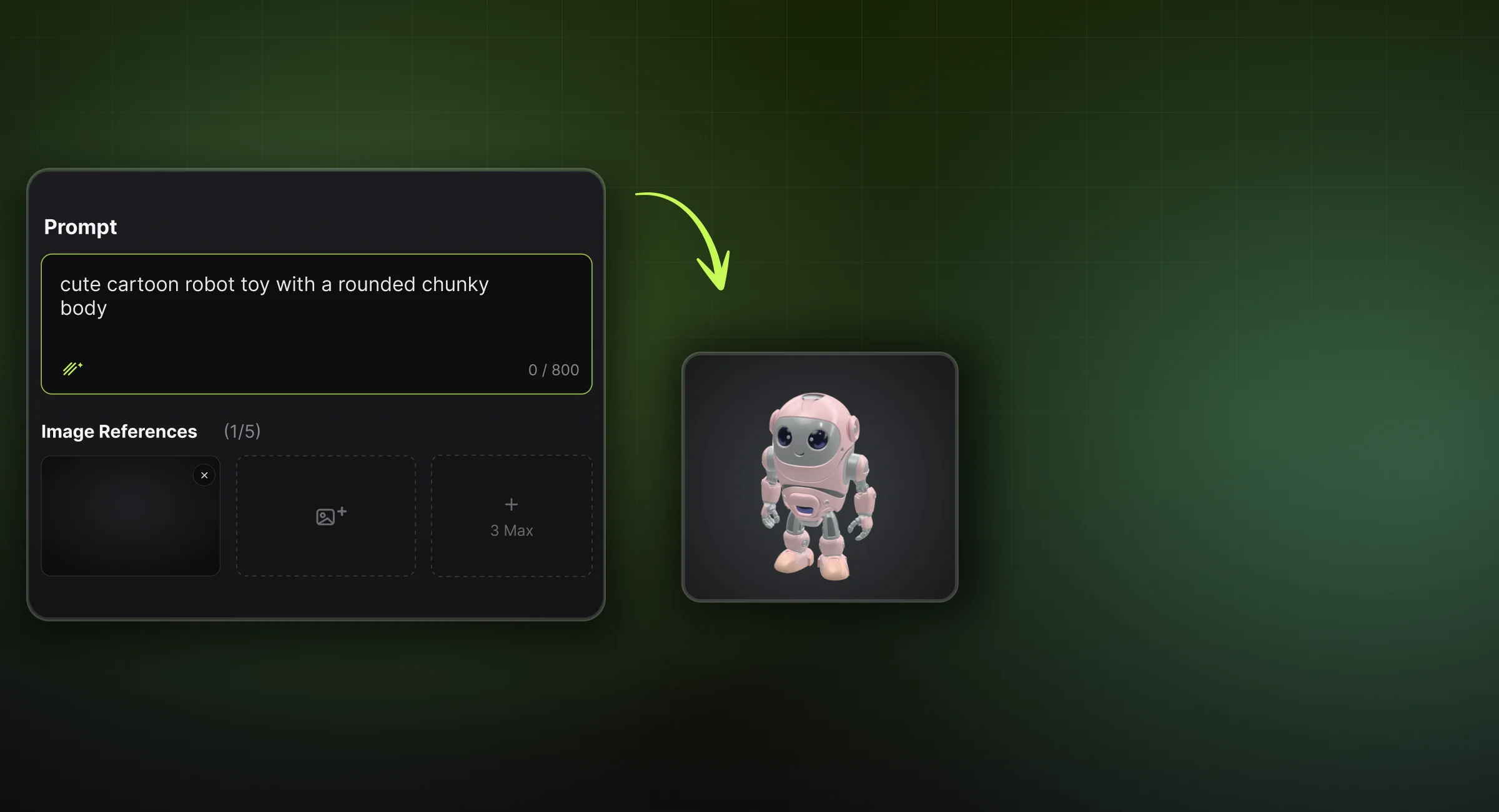 在 Meshy 中使用文本提示词和草图来设计 3D 打印玩具