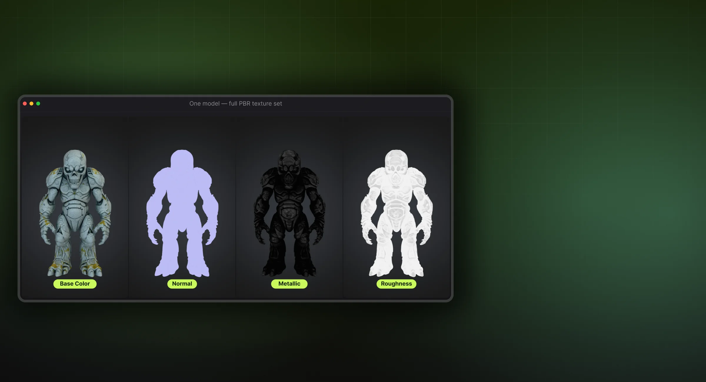 为 Meshy 中的 VFX 3D 资产生成的 PBR 贴图