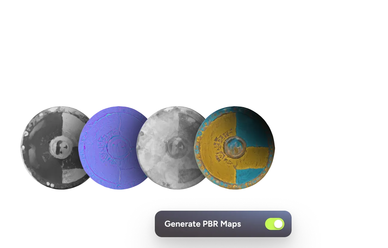Meshy PBR map example representing texture map support for exported assets.