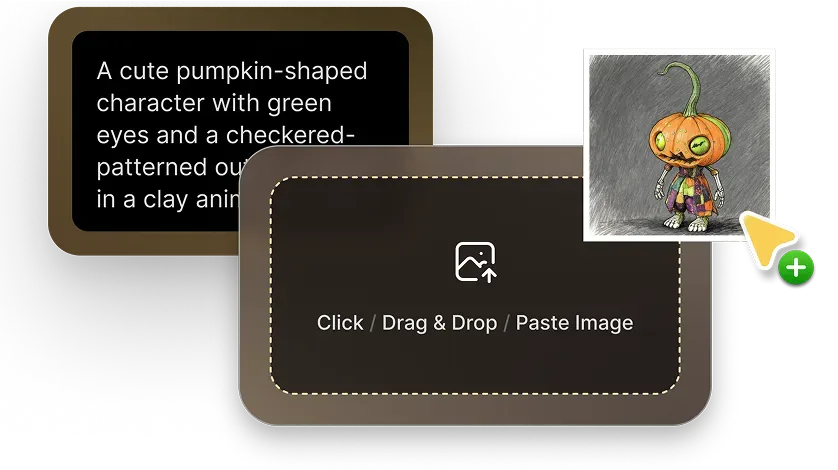 Meshy example showing text and image input for a 3D model prompt.