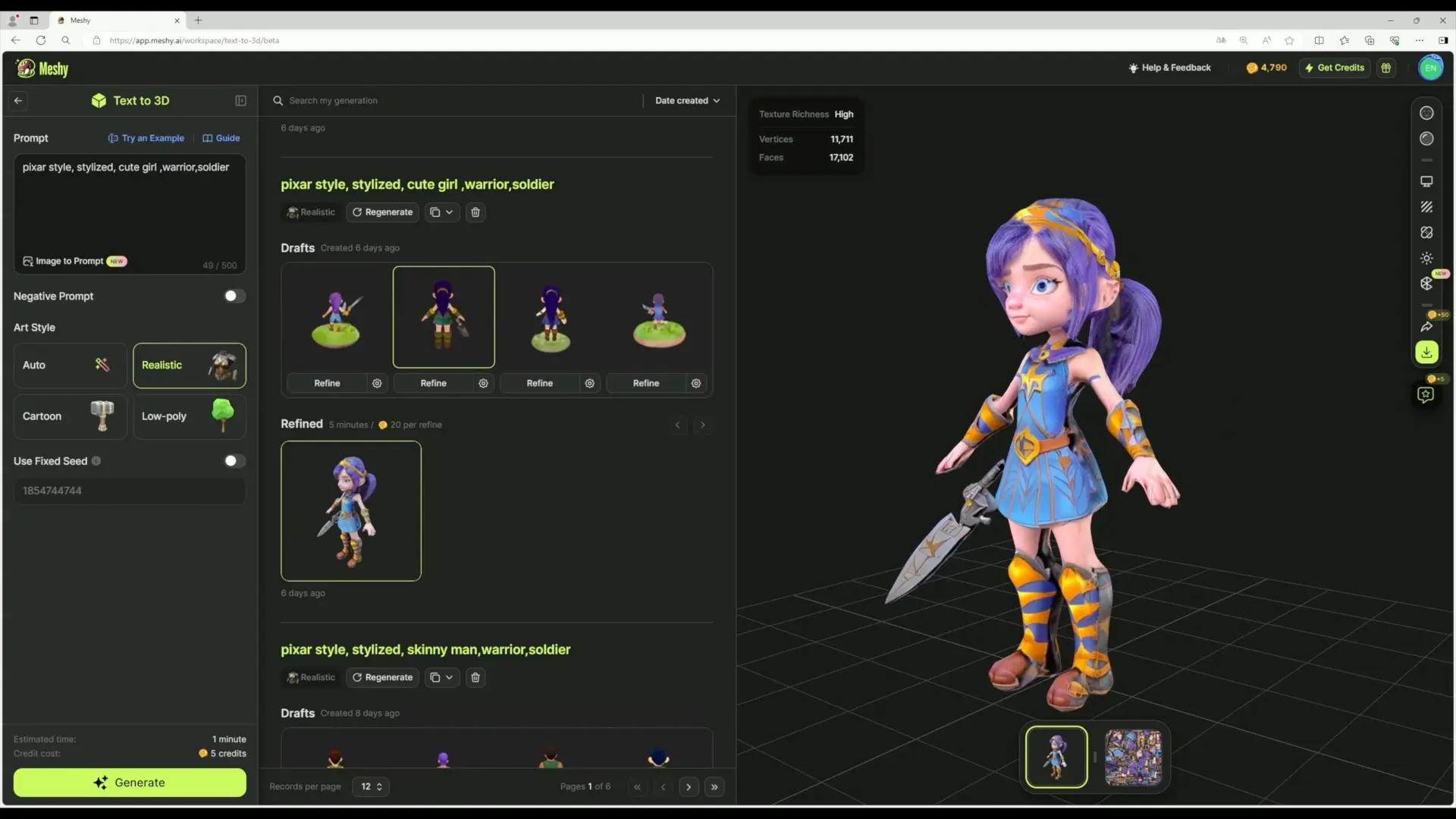 Personagem 3D gerado por IA
