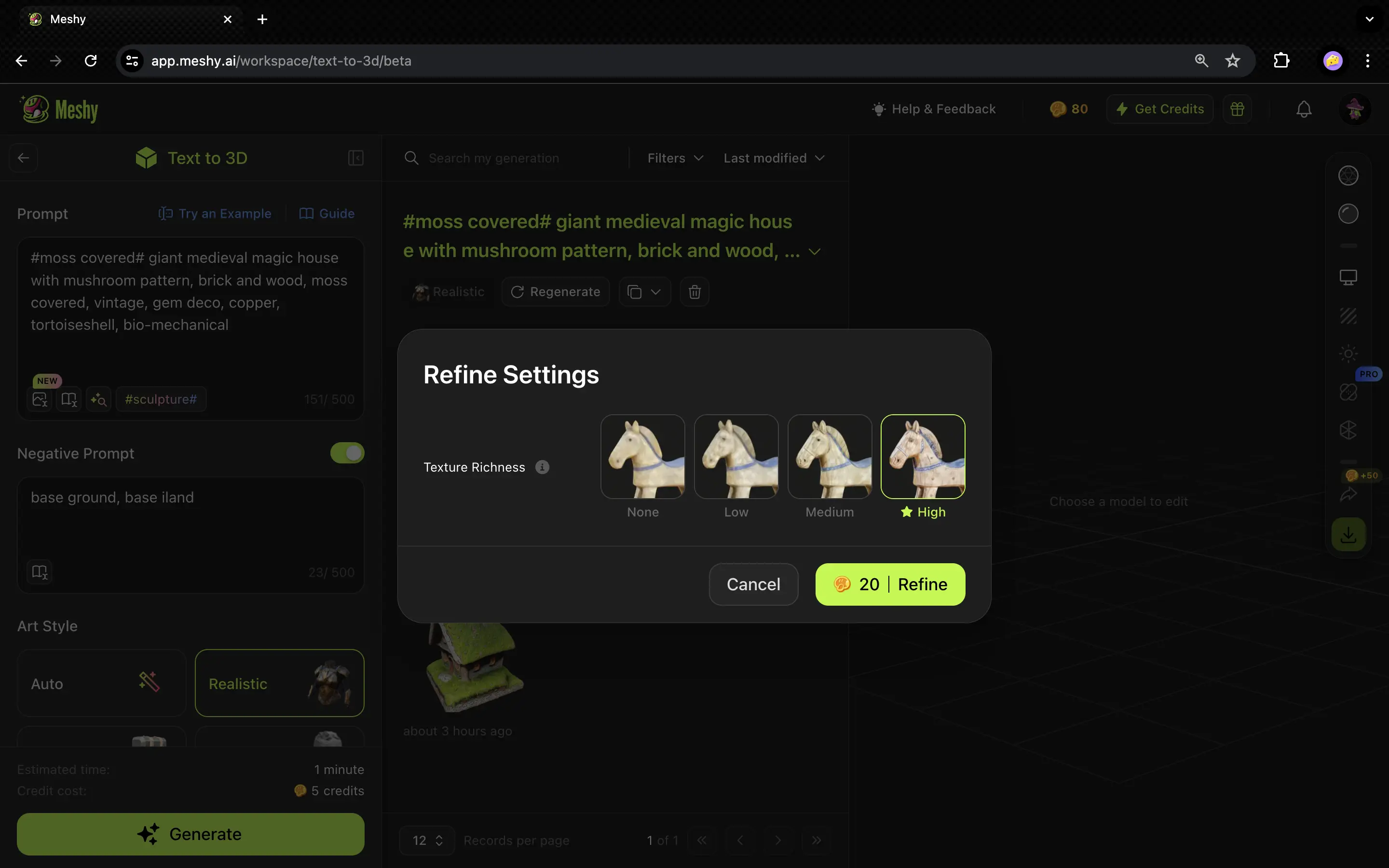 Réglage de la richesse des textures