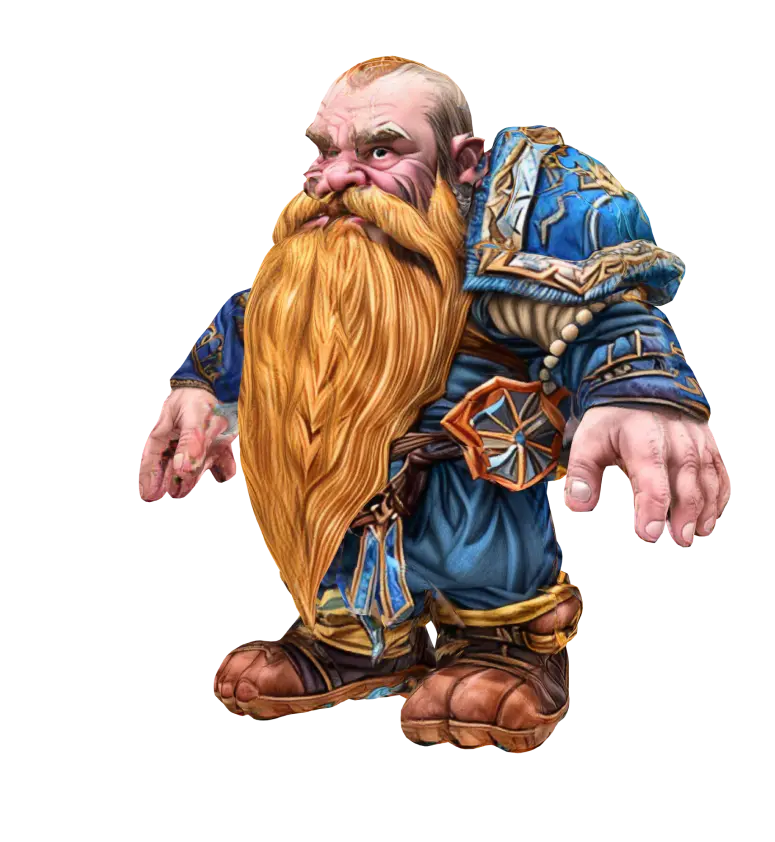 a high detailed t-posed dwarf character from world of warcraft, generated by meshy text-to-3d