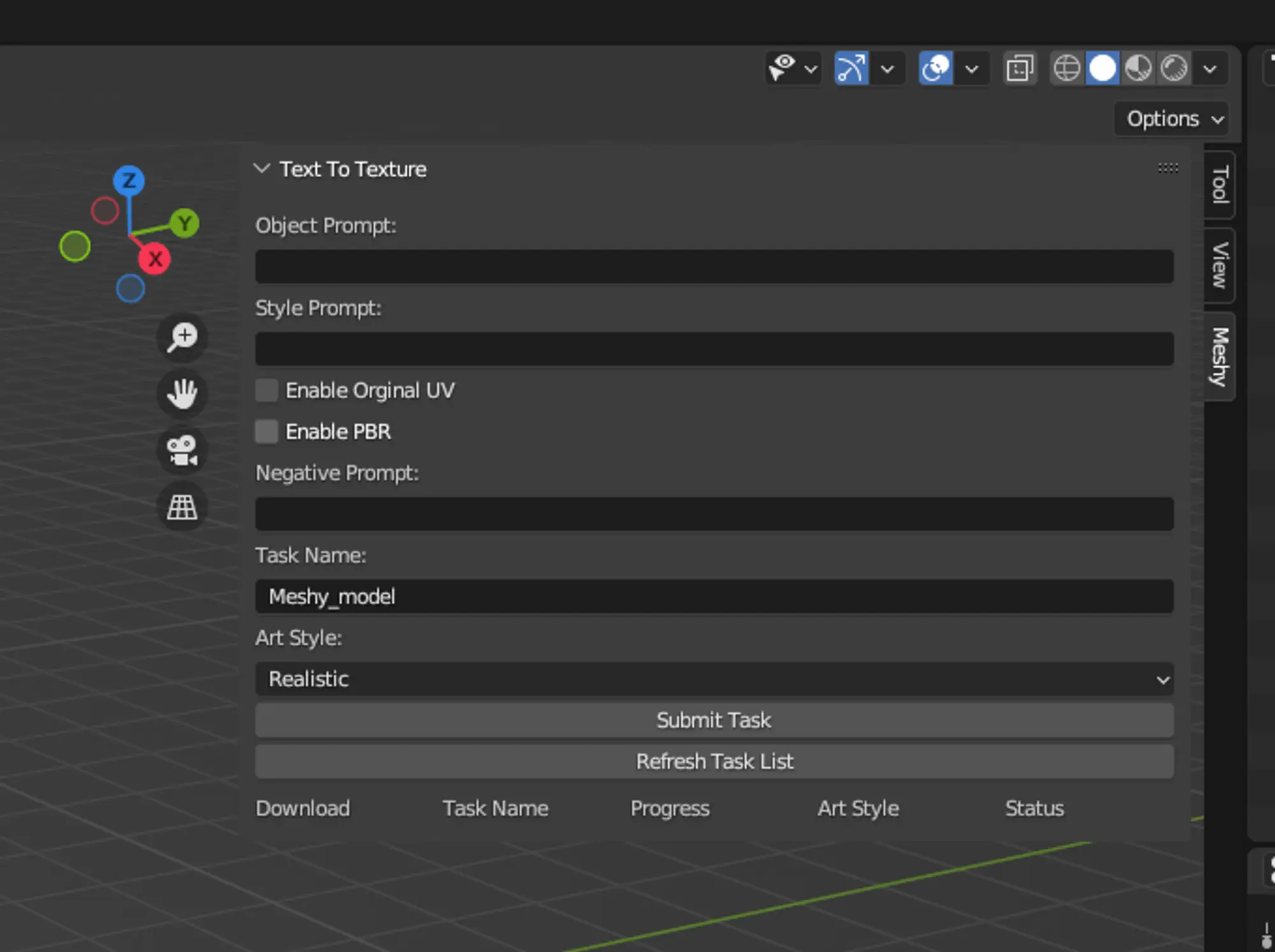 Text to Texture Window