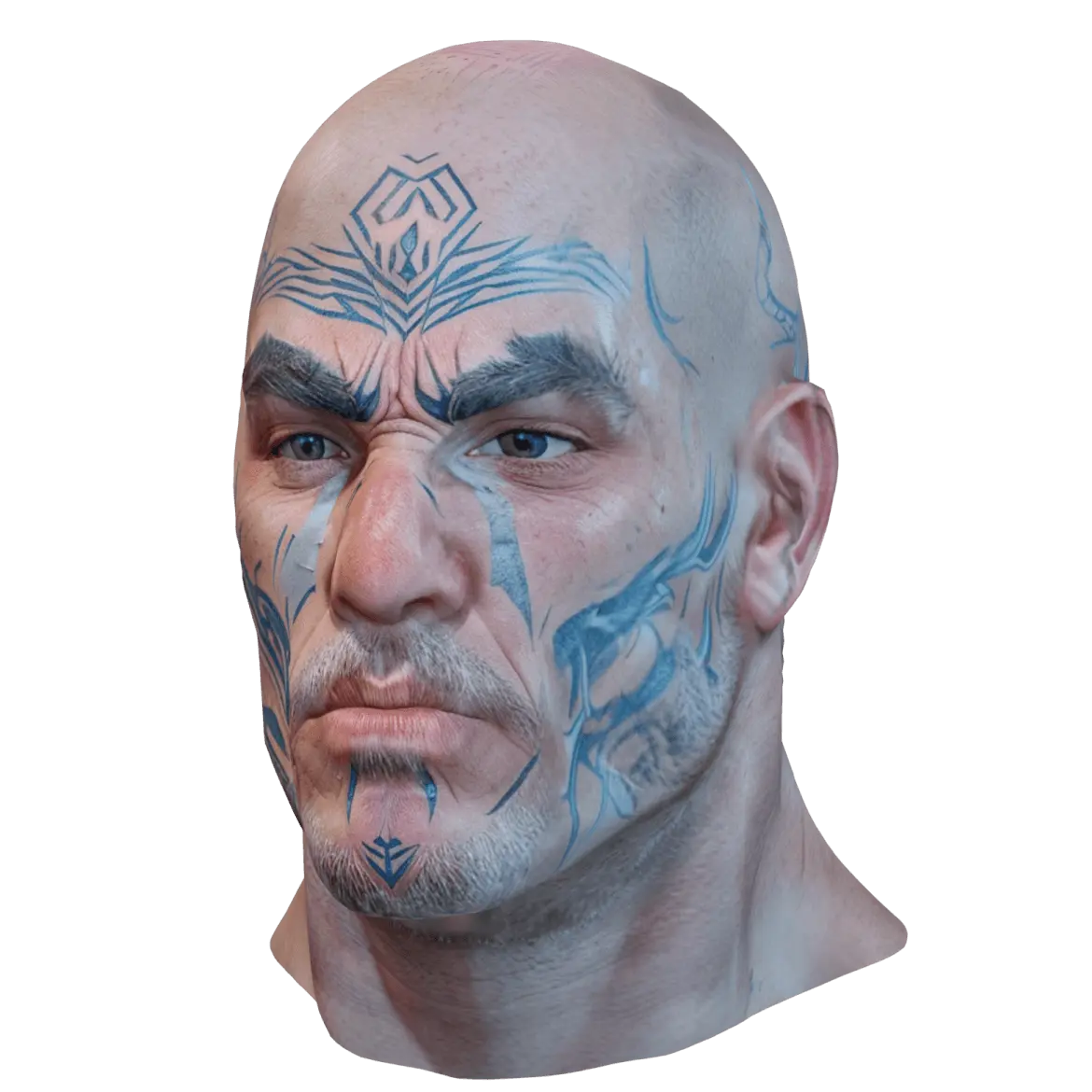 Detailed character head 3D model generated with Meshy 7