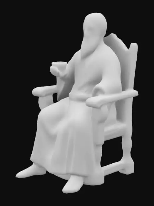3D model for hombre hebreo antiguo,contraje tipico, sentado en una silla con una copa en la mano