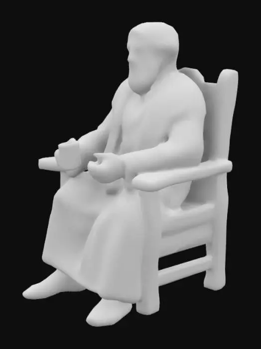 3D model for hombre hebreo antiguo,contraje tipico, sentado en una silla con una copa en la mano