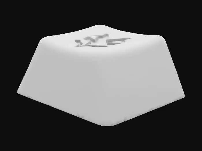 3D model for A key cap for a keyboard, just a standard shaped keyboard key cap, but with a star stamped into the face of it instead of a number or letter.