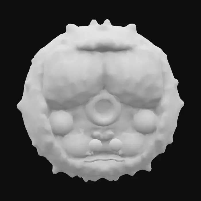 3D model for Create a simplified 3D model of an animal cell, with visible organelles such as nucleus, mitochondria, ribosomes, endoplasmic reticulum, and Golgi apparatus. No labels. No background. Color-coded organelles.