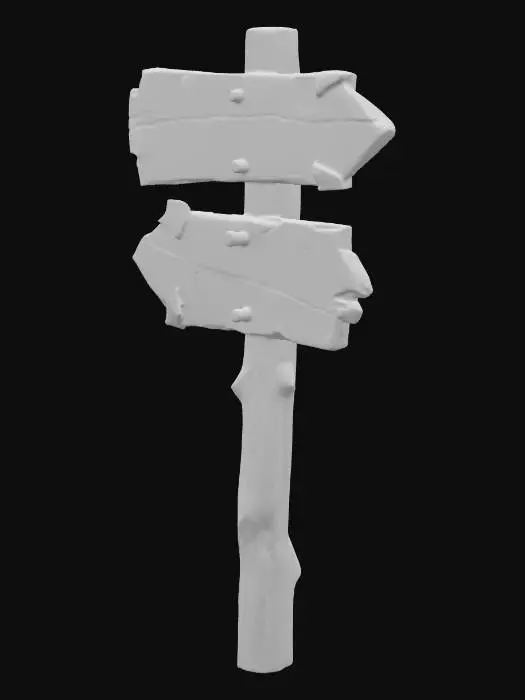 3D model for A sign to that points in two directions made of wood. rustic old, horror
