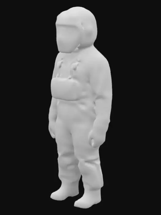 3D model for Human, Yellow hazmat-like suit, Huge glass reflective mask on head, glass mask, glasses, realistic, high quality, ultra high resolution