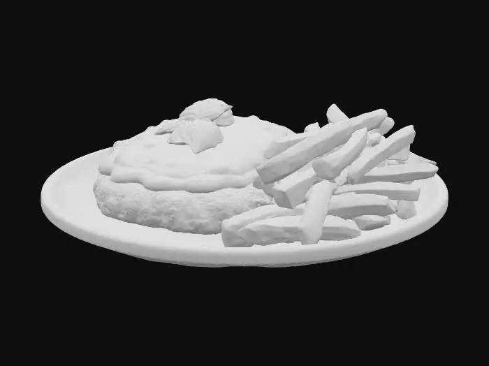 3D model for Chicken Parm with Fries