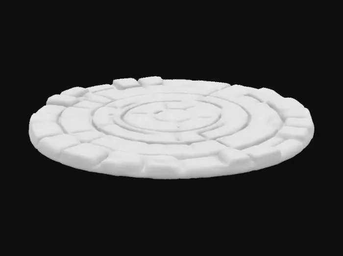 3D model for A simple, Stylized, 3D model of a chibi-style modular circular plaza tiles.
Details:
 Light stone tiles arranged in a radial pattern.
 Slightly weathered texture with subtle cracks and grooves.
 Blended edges to integrate seamlessly with surrounding tiles.
The overall style is reminiscent of a fantasy or action-adventure game similar to The Legend of Zelda.
Stylized, Fantasy, Game Assets, Legend of Zelda, World of Warcraft, League of Legends, Pixar Style, Full Body, A-pose