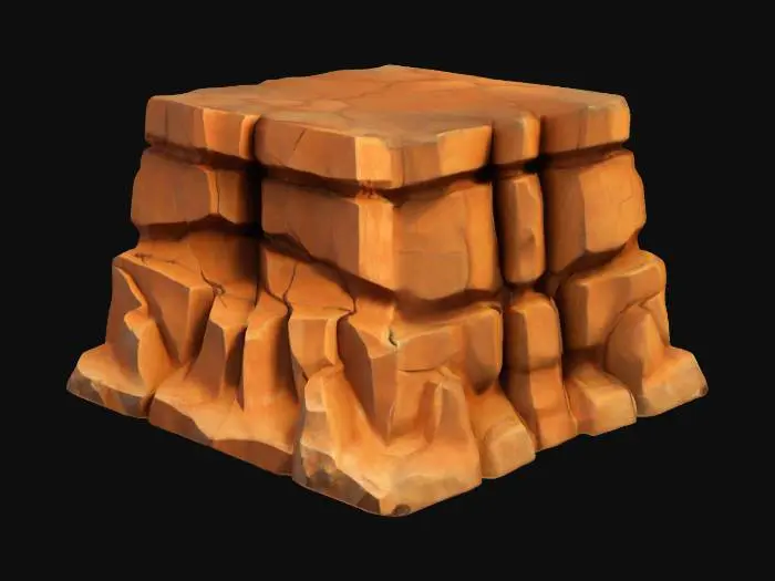 3D model for A simple, Stylized, 3D model of a chibi-style cliff convex corner segment.
Details:
 Connected outward to form a convex edge.
 Jagged, angular rock formations with warm orange and brown tones.
 Subtle cracks and weathered textures for realism.
 Slight variation in rock sizes and edges.
The overall style is reminiscent of a fantasy or action-adventure game similar to The Legend of Zelda.
Stylized, Fantasy, Game Assets, Legend of Zelda, World of Warcraft, League of Legends, Pixar Style