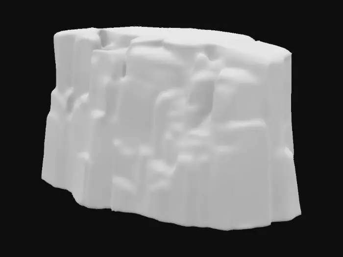 3D model for A simple, Stylized, 3D model of a chibi-style cliff convex corner segment.
Details:
   Connected outward to form a convex edge.
 Jagged, angular rock formations with warm  beige and dark gray tones.
 Subtle cracks and weathered textures for realism.
 Slight variation in rock sizes and edges.
The overall style is reminiscent of a fantasy or action-adventure game similar to The Legend of Zelda.
Stylized, Fantasy, Game Assets, Legend of Zelda, World of Warcraft, League of Legends, Pixar Style