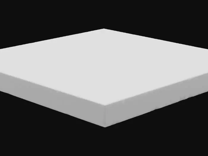 3D model for A floor tile, a perfectly flat square panel, is cast in a dark navy material with a subtle, embedded glowing cyan grid pattern that covers its surface. The texture is smooth and low-friction, indicating a durable, non-slip composite. It feels cool and stable underfoot, providing clear visual guidance through its soft, uniform luminescence.