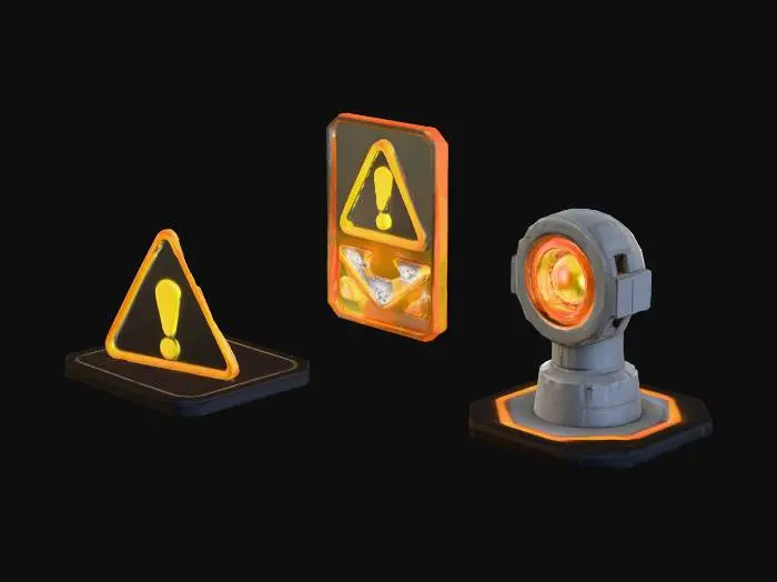 3D model for Warning Symbols in Neon Glow