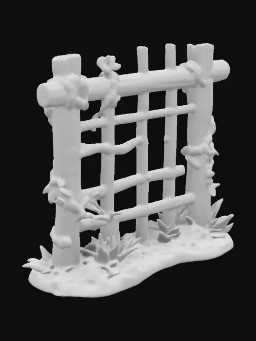 3D model for A simple, Stylized, 3D model of a chibi-style modular wooden garden trellis.
Details:
A rectangular wooden frame with an open lattice design.
Light brown wood texture with slight weathering.
Small green vines wrapping around the lattice structure.
The overall style is reminiscent of a fantasy or action-adventure game similar to The Legend of Zelda
Stylized, Fantasy, Game Assets, Legend of Zelda, World of Warcraft, League of Legends, Pixar Style