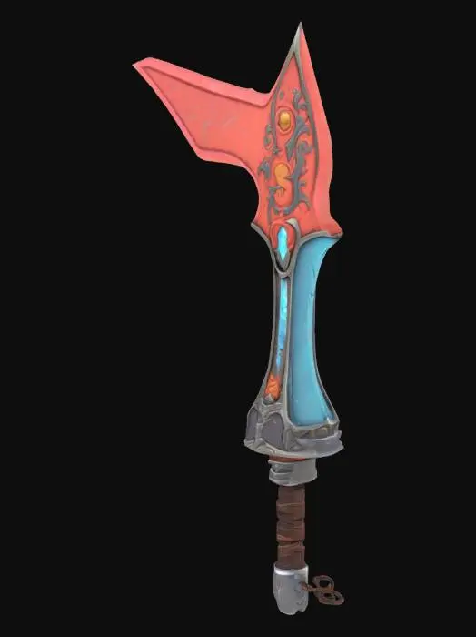3D model for A stylized 3D model of a makeshift sword crafted from VR parts and fantasy metal. Pixar style