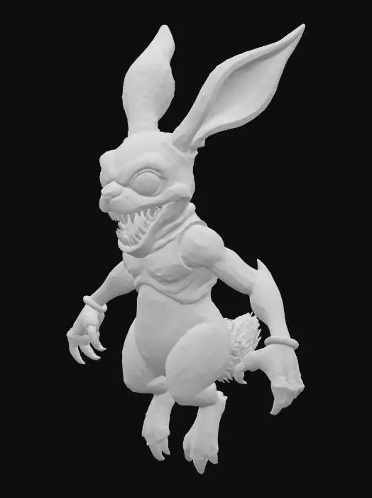 3D model for A stylized 3D model of a ghostly, rabbit-like data wraith