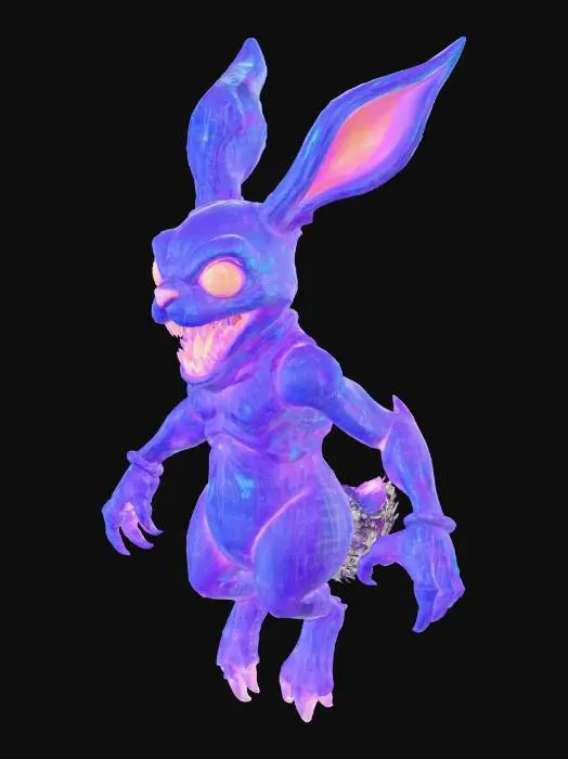 3D model for A stylized 3D model of a ghostly, rabbit-like data wraith