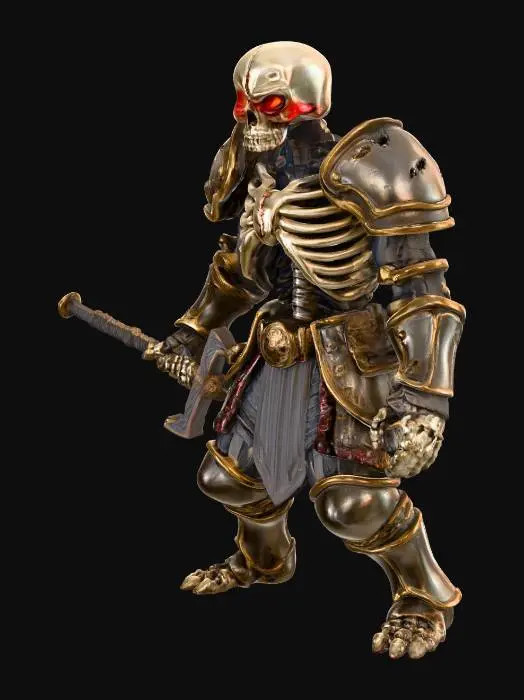 3D model for A stylized 3D model of a corrupted skeletal warrior.