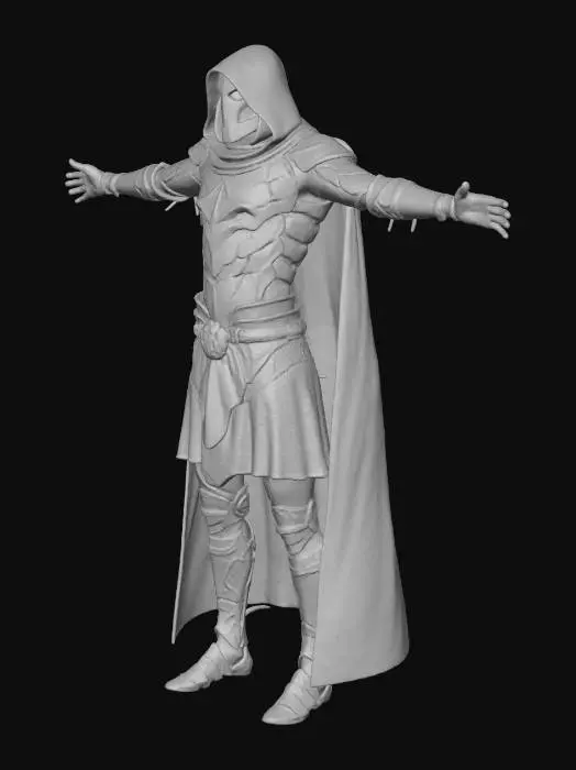 3D model for A stylized 3D model of a towering dark warlord, designed as the main antagonist of a fantasy-tech adventure game. Stands in an imposing A-pose, encased in shattered ceremonial armor fused with obsidian-like demonic growth and glitching red code veins. One arm appears petrified and cracked, with glowing crimson runes creeping up from the gauntlet to his shoulder. His helm covers half his face; the exposed side is distorted, with one CRT-glowing red eye and pixel-tearing scars.
Black tattered cape flows like corrupted shadow, trailing faint black mist and swirling red sigils that spiral off his armor. Designed as a boss enemy with high detail for cinematics. Stylized, Fantasy-Tech, Glitched, Dark Warlord, Legend of Zelda Inspired, Full Body, A-Pose, Game Asset, Highly Detailed.
, #villain#