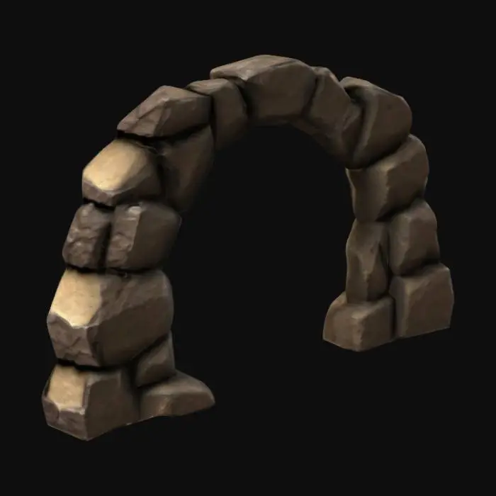 3D model for A simple, Stylized, 3D model of a chibi-style cave wall segment with a small cave opening.
Details:
 Dark  brown jagged stone walls with sharp edges and rough textures.
 A dark, rounded cave opening framed by rugged stone edges at the base.
The overall style is reminiscent of a fantasy or action-adventure game similar to The Legend of Zelda.
Stylized, Fantasy, Game Assets, Legend of Zelda, World of Warcraft, League of Legends, Pixar Style