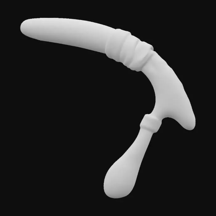 3D model for A stylized 3D model of a chibi-style Boomerang.
 A short, curved boomerang with a smooth, wooden texture.
 A single white band wraps around one side.
 The ends of the boomerang are slightly rounded and oversized.
The overall style is reminiscent of a fantasy or action-adventure game similar to The Legend of Zelda.
Stylized, Fantasy, Game Assets, Legend of Zelda, World of Warcraft, League of Legends, Pixar Style