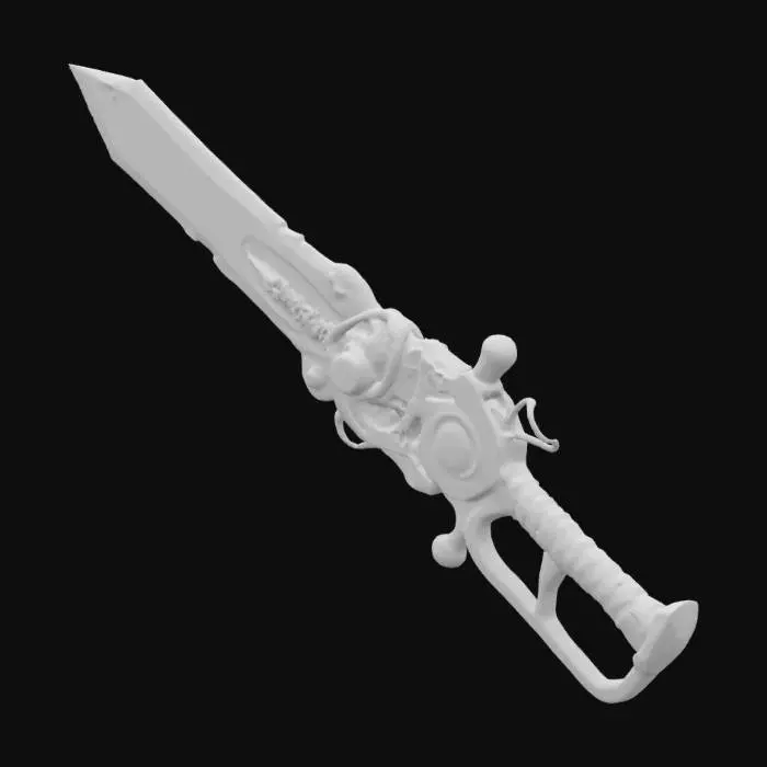 3D model for A stylized 3D model of a makeshift sword crafted from VR parts and fantasy metal. Pixar style