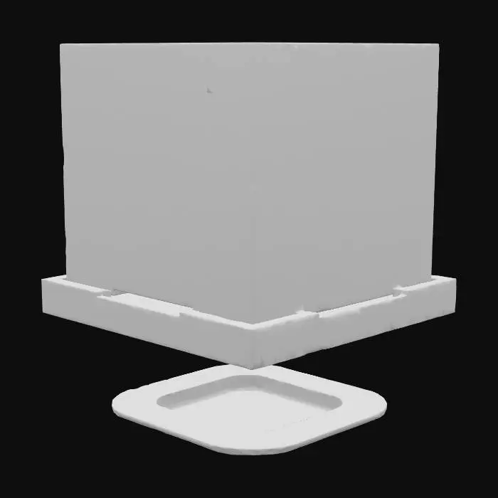 3D model for A large, rectangular moving block, designed as a smooth panel of deep blue material, is bordered by bright cyan glowing edges. Its surface is etched with a subtle, internal wireframe grid that also glows faintly cyan, enhancing its futuristic aesthetic. The block feels incredibly solid and dense, yet its smooth, low-friction texture suggests seamless, silent movement within the maze.