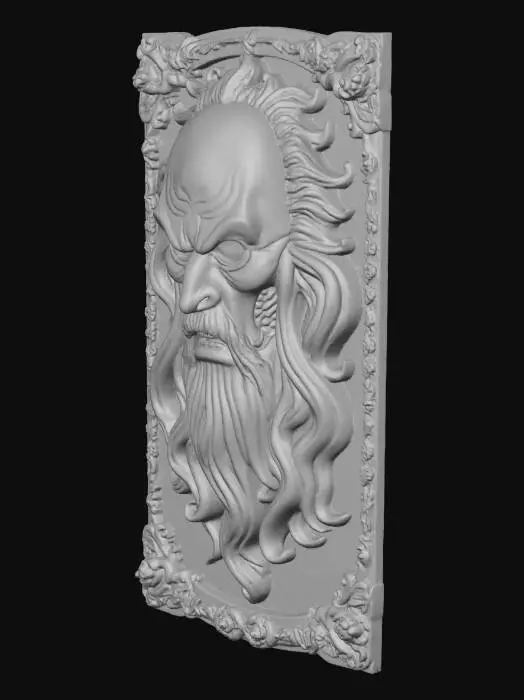 3D model for create a shallow bas relief, carved, ornate model of vecna from the stranger things tv series, head only highly detailed, in a pixar style with no background
