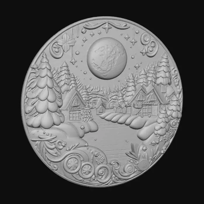 3D model for Moonlit Winter Village