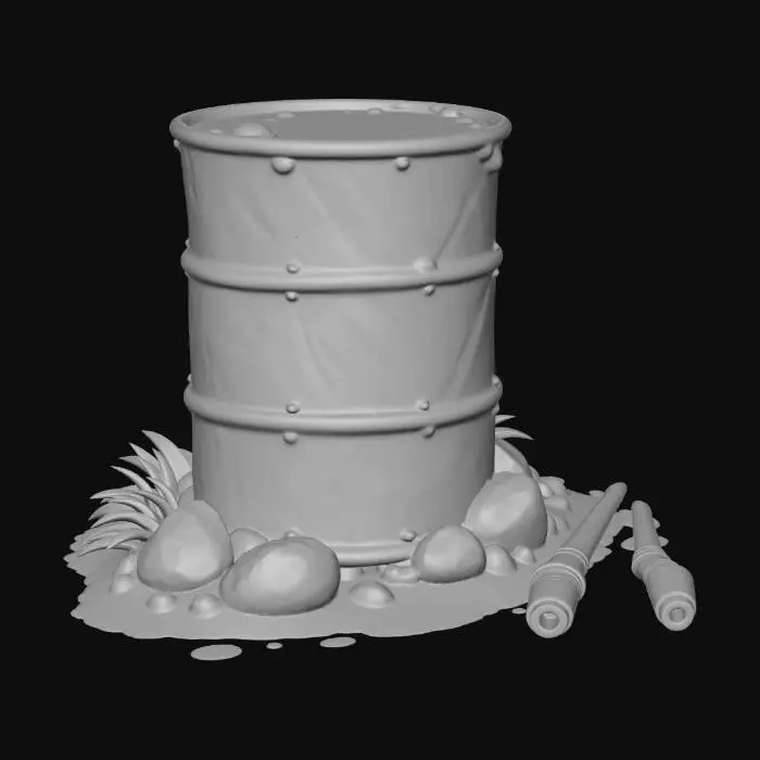 3D model for Rusty Barrel and Pipes