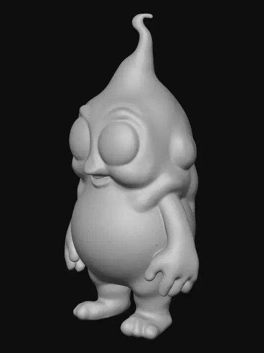 3D model for make a blue boblly humannoid slime with alien technoligly in its arms make it low poly with rigging and have it made in a fantasy cartoonie anime style focusing on the magical asspect that a slime would have give it arms a torso a bobblly head with 2 big eyes it has a happy smile and legs that look like there about to fall of for the hands i want you to focus on the magic that a blue slime has think about it like water maybe it doesnt even have any fingers at all