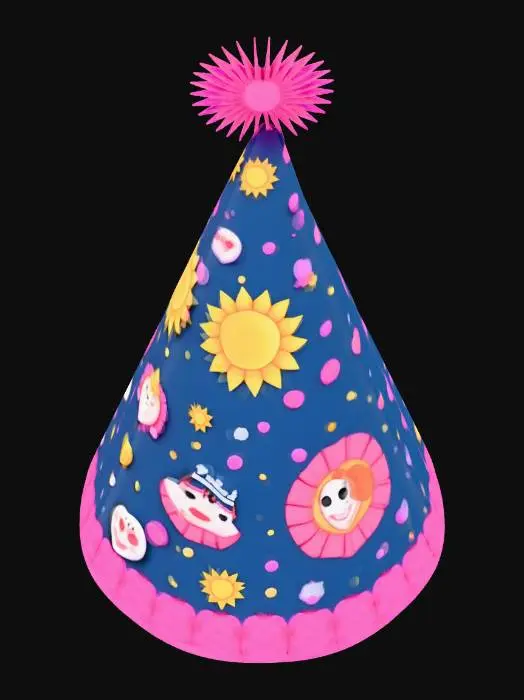 3D model for Birthday party hat with a retro-syled arcade pattern on it