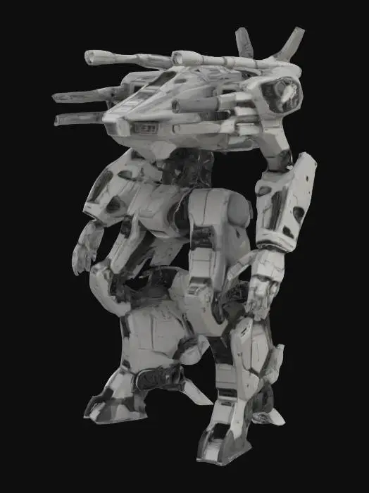 3D model for Create a highly detailed 3D model of a battlemech ready for 3D printing. The design should be robust, with an articulated exoskeleton-style combat frame, inspired by MechWarrior, Gundam, and Titanfall.

Height: between 15–20 cm (scaled appropriately for FDM or resin 3D printing)

Style: futuristic military, with armor plating, hydraulic tubes, and integrated turrets

Weapons: one arm-mounted energy cannon and a shoulder-mounted missile launcher

Suggested pose: static combat stance or walking with one leg slightly raised

Detail level: high, with visible mechanical components (bolts, panels, conduits)

Separated parts: ideally segmented into printable parts (torso, arms, legs, weapons) for easier assembly

No floating elements or ultra-thin structures that would hinder 3D printing