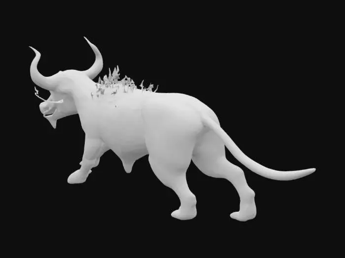 3D model for  Flaming bull with lava horns. Destroys everything in its path.