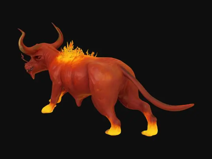 3D model for  Flaming bull with lava horns. Destroys everything in its path.