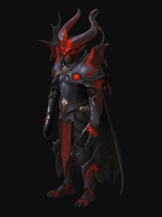 3D model for 1man, solo, standing, demon, horns, demons armor++, cool armor+++, cool helmet++, fantasy+++, demon lord+++++