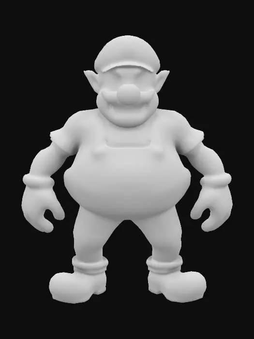 3D model for wario character.  Ensure the rig includes fully articulated limbs, a flexible spine, and detailed facial expressions. also make sure hands are fully open 