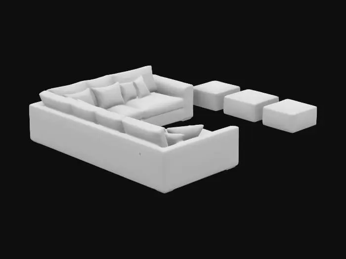 3D model for Huge cream fabric sectional sofa for a penthouse