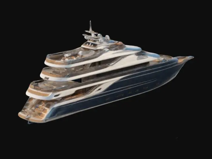 3D model for Large Luxury Yacht With 3 Floors High Quality Gane ready
