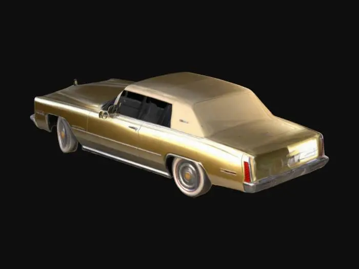 3D model for Cadillac Eldorado high quality game ready realistic, Polished, Ultra Realistic, Highly Detailed, Gold